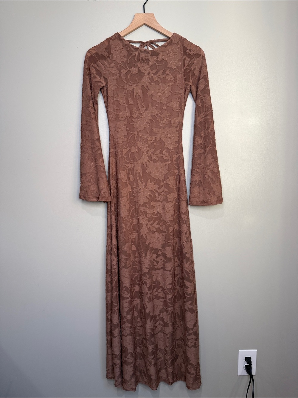 ASOS DESIGN burnout flute sleeve maxi dress XS